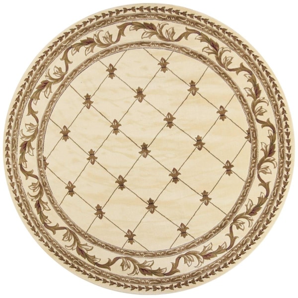 Homeroots 7 ft. 7 in. Round Polypropylene Ivory Area Rug 352957 - main